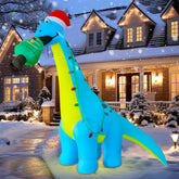 12 Ft Christmas Inflatable Outdoor Decorations, Large Blow Up Dinosaur Inflatables With Santa Hat Christmas Tree Light U