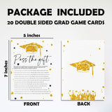20 Pcs Graduation Game Card Class Of 2025, Golden Graduation Cap Pass The Gift Game Card, 2025 Graduation Games For Senior High School College Graduation Party Activities And Decorations - A02
