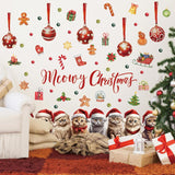 Christmas Cat Wall Decal Merry Christmas Wall Sticker Removable Christmas Cat Wall Decals Decor For Winter Christmas Holiday Party Supplies Home Window Decor