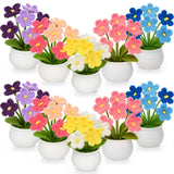 10 Pcs Crochet Flower Potted Plants Gifts, Artificial Handmade Knitted Flowers Cute Fake Plant For Mother Valentine Teacher Employee Coworker Gifts And Home Decor (Forget Me Not)