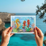 Happy Mothers Day Card, Animal Themed, Sea Life, Cute Quilling Cards For Mom Dad Kid Wife, Father Day, 3D Artful Greeting Card With Envelope (Seahorse)