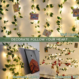 Vine With Fairy Lights Battery Operated, 33Ft100 Led Pothos String Lights With Remote, Leaf Lights For Bedroom, Room, Wall, Garden, Party, Wedding Dorm Decor(Warm White)