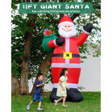 12Ft Giant Christmas Inflatables Outdoor Decorations - Led Lighted Blow Up Santa Claus With Gift For Yard, Garden & Lawn