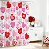 Valentines Shower Curtain Cute Love Pink Hearts Shower Curtain For Valentines Day Decorations Waterproof Romantic Sweetheart Bathroom Decor Curtain, 72 X 72 Inch