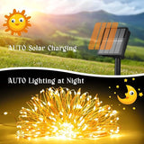 72FT 200 LED Solar Fairy Lights Outdoor Waterproof Warm White String Lights with 8 Modes for Patio Tree Wedding Party Christmas Decor