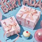 Girl 1St Birthday Wrapping Paper - Mini Roll - 17 Inch X 16.5 Feet - Happy Birthday Wrapping Paper Perfect For Kids Girls, Baby Shower