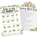 Baby Shower Games For 25 Guests - Woodland Baby Shower Trivia Game, Nursery Rhyme Quiz & Who Is My Mama, Animal Matching Game, Babyshower Games Boy Girl Gender Neutral, Made In Usa