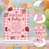 Baby Shower Games - Strawberry Don'T Say Baby Clothespin Game, 1 Arch Acrylic Sign And 50 Mini Clothespins, Gender Reveal Game, Berry Baby Shower Decoration Supplies (Gxb04)
