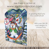 SANTORO Swing Card - 3D Pop Up Christmas Card - Snowmen - For Adults, For Kids, Holiday Party Invitation, Winter Theme Party, Corporate Gifts, Decorations