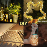 2 Pack 33FT 100 LED Solar Copper String Lights Warm White Waterproof IP65 Fairy Firefly Lights with 8 Modes Auto On/Off for Garden Patio Christmas Decor