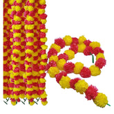 Set Of 5 Artificial Marigold Garlands (52 Inch Each) – Faux Orange Floral Strings For Home, Party, Entryway, Mantle, Wall, Indoor & Outdoor Decoration