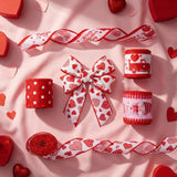 6 Rolls 30 Yards Valentine'S Day Wired Edge Ribbons Heart Truck Fabric Burlap Ribbons For Valentines Wedding Decorations Gift Wrapping Wreath Bows Diy Crafts Making, 2 Inch