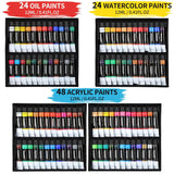 188Pcs All-In-One Art Painting Kit With French Easel, 96 Acrylic, Watercolor & Oil Paint Set, Complete Art Supplies Painting Set For Adults, Artists, Beginners