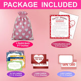 Valentine'S Day Pass The Bag Game - 44 Game Cards & 1 Pink Pass Bag With Heart Design - Valentines Group Activity & Gathering Prize Game, Party Game - Home & Office Party Favor - A04