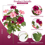 19 Inch Artificial Flowers For Outdoor Indoor Garden Home Decoration,Faux Flower For Home Office Garden Patio Balcony 4 Bundles (Rose Red Pink)