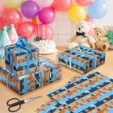 Happy 1St Birthday Wrapping Paper, 10 Sheets Blue Orange Dog Paw Gift Wrap Paper For Kids Boys Girls Birthday Party Baby Showers Holiday Greetings Present Packing | 19.7×27.6 Inch