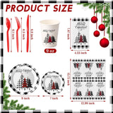 400 Pcs Christmas Dinnerware Set Disposable Christmas Plates And Napkins Set Serve 50 Winter Xmas Paper Dinner Plates Napkins Cup Xmas Party Supplies For Holiday(Black,White,Plaid)