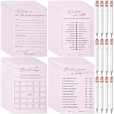 132 Pieces Wedding Shower Games Bridal Shower Favors For 30 Guests Including 120 Wedding Games Cards And 12 Pencils For Bride Groom Bachelorette Party Favor(Light Pink)