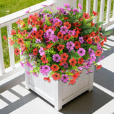 Artificial Fake Flowers Plants For Outdoors, 12 Bundles Multicolor Fake Silk Daisy Flowers With Ferns Spring Summer Decor, Uv Resisitant Faux Mums For Outside Planter Pot Front Porch Yard