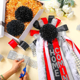 12 Pcs Homecoming Mum Flower - 6.5 Inches Artificial Silk Mums Accessories Kit Diy Crafts For Back To School Homecoming Week Party Decorations (Black)