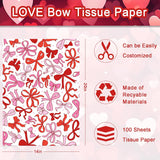 100 Sheet Valentine Coquette Bows Tissue Paper, Red Pink Bow Heart Gift Wrapping Paper For Valentine'S Day Party Supplies, 13.8 X 19.7 Inch