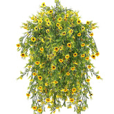 Artificial Hanging Flowers Plants For Outdoor,4Pack Bright Yellow Outdoor Daisy,45 Heads Hanging Faux Flowers For Outside Home Indoor Planter Porch Garden Yard Spring And Summer Decor