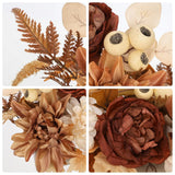 Fake Mums Artificial Flowers In Wood Planter, Faux Mums Potted With Maple Leaves, Peonies, Berries, Fake Fall Mum Floral Arrangement For Table Centerpieces, Faux Fall Flowers For Autumn, Harvest Decor