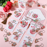 28 Valentine'S Day Cards Keychains Gift For Guests Valentine'S Greeting Cards Keychains Exchange Gift For Family Gifts(Sloth)