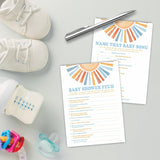 Baby Shower Feud & Name That Baby Song Theme Baby Shower Game Activities-Game Cards For Boys & Girls-30 Retro Sunshine Game Cards & 1 Answer Card-Baby Shower Party Supplies & Decorations-A05