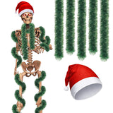 Skeleton Plush Santa Hats With 158 Inches Christmas Norfolk Pine Garland Skeleton Accessories(12 Ft)
