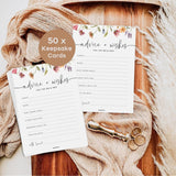 Advice And Wishes For The Mr And Mrs, Floral Wedding Advice Cards, Wildflower Bridal Shower Games For Bride, 50 Pack