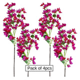 Artificial Flowers Silk Bougainvillea Branches Faux Artificial Bougainvillea Floral Stems Long Plant Branches 45" For Wedding Centerpieces, Table Runner, Home Decoration (Fushia Mixed - Pack Of 4Pcs)