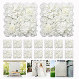 Artificial Flower Wall Backdrop 16Pcs 16.5X16.5 Inch Silk Rose Floral Wall Panel Ideal For Wedding Celebrations, Festive Party Backdrops, And Elegant Home Decor-White