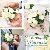 200 Pcs Artificial Rose Flowers Foam Fake Rose Bulk Faux Flower With 100 Pcs Stem For Diy Wedding Bouquet Centerpieces Floral Arrangement Bridal Shower Party(White)
