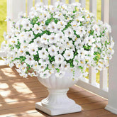 Artificial Flowers For Outdoors 12 Bundles Faux White Morning Glory Fake Plants, Uv Resistant Realistic Silk Flowers For Outside Planters Spring Summer Home Porch Patio Garden Yard Decorations