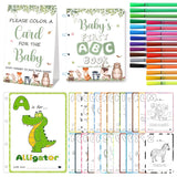Baby’S First Abc Book Baby Shower Activity & Guest Book Alternative, Alphabet Coloring Book Keepsake Game With 24 Watercolor Pens, Woodland Animal Theme For Baby Shower Or Sprinkle