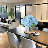 3 Pcs Light Blue Real Touch Hydrangeas Artificial Flowers 21'' Long Stem Faux Latex Hydrangea For Kitchen Porch Living Room Spring Home Decor Baby Shower Party Wedding Table Centerpiece
