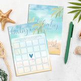 Summer Beach Baby Shower Games, Blue Ocean Baby Shower Decorations, 5X7 In & 25 Pcs Baby Bingo Game Set, Gender Neutral Party Supplies & Favor-A03
