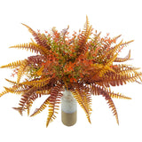 6Pcs Artificial Fall Flowers Outdoor Uv Resistant, 3Pcs Fall Fake Plants With 3Pcs Autumn Boston Fern Plants Bushes For Outside Garden Front Porch Sidewalk Window Box Fall Décor Orange