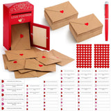 124 Pcs Valentines Love Postbox Wooden With 60 Mini Love Notes And 60 Envelopes 2 Heart Stickers Red Pen Valentines Letter Long Distance Relationship Mailbox Gifts For Couple Him Her