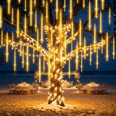 Outdoor Christmas Meteor Shower Lights 16 Inch 20 Tube Warm White Waterproof Falling Rain Icicle Lights