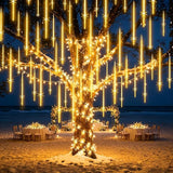 Outdoor Christmas Meteor Shower Lights 16 Inch 20 Tube Warm White Waterproof Falling Rain Icicle Lights