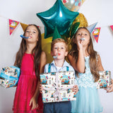 Birthday Train Wrapping Paper For Boys Kid - White Gift Wrap With Train Happy Birthday Balloons, Cake And Gifts Train Tracks For Baby Shower - 28X40 Inches, 4 Folded Sheets
