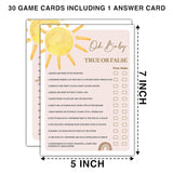Boho Sunshine 30 Oh Baby True Or False Game Cards With 1 Answer Card, Gender Reveal Party Supplies Favors (5"X7") - D03