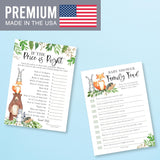Hilarious Baby Shower Games Set – 20 Double-Sided Cards For 20 Guests, 2 Games, The Price Is Right Baby Shower Game, Family Feud, Gender Neutral And Fun For Boys & Girls (Woodland)
