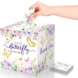 51 Pcs Butterfly Diaper Raffle Tickets With Diaper Raffle Card Box For Baby Shower Games A Little Butterfly Is On Her Way Boys Girls Gender Reveal Party Invitation Insert Card Game