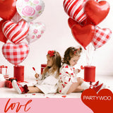 Valentine'S Balloons 15Pcs 18 Inch Pink Red And White Foil Heart Balloons Set For Romantic Valentine'S Day Galentine'S Day Wedding Anniversary Engagement Bridal Shower Party Decorations