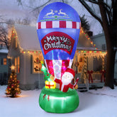 12Ft Christmas Inflatable Outdoor Decoration - Giant Inflatable Hot Air Balloon Santa With Built-In Colorful Rotating Le