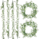 6 Pieces Artificial Baby Breath Flower Vines 5.9Ft Faux Hanging Gypsophila Greenery Garland Vines Fake Bulk Baby Breath Garland For Wedding Party Table Home Backdrop Wall Decor (White)