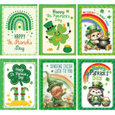 Treasure Cove St Patricks Day Cards Green Cartoon Animal Greeting Card with Envelopes and Stickers for Irish Holiday Supplies Party Favors 12Pcs